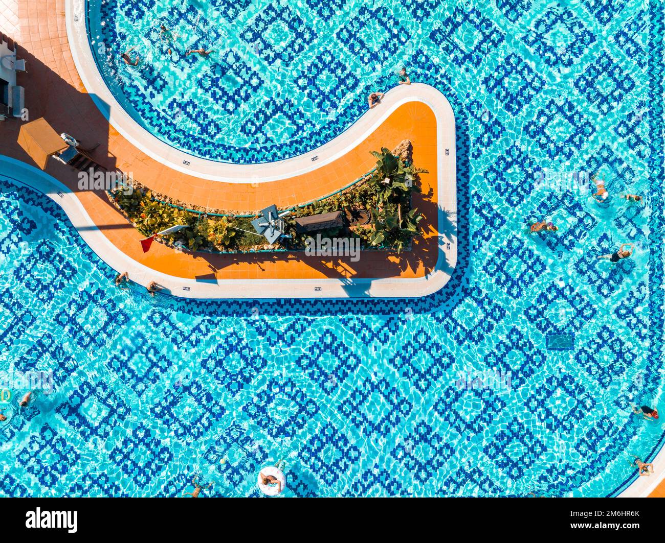 Aerial view of the outdoor swimming pool in a luxury hotel Stock Photo ...