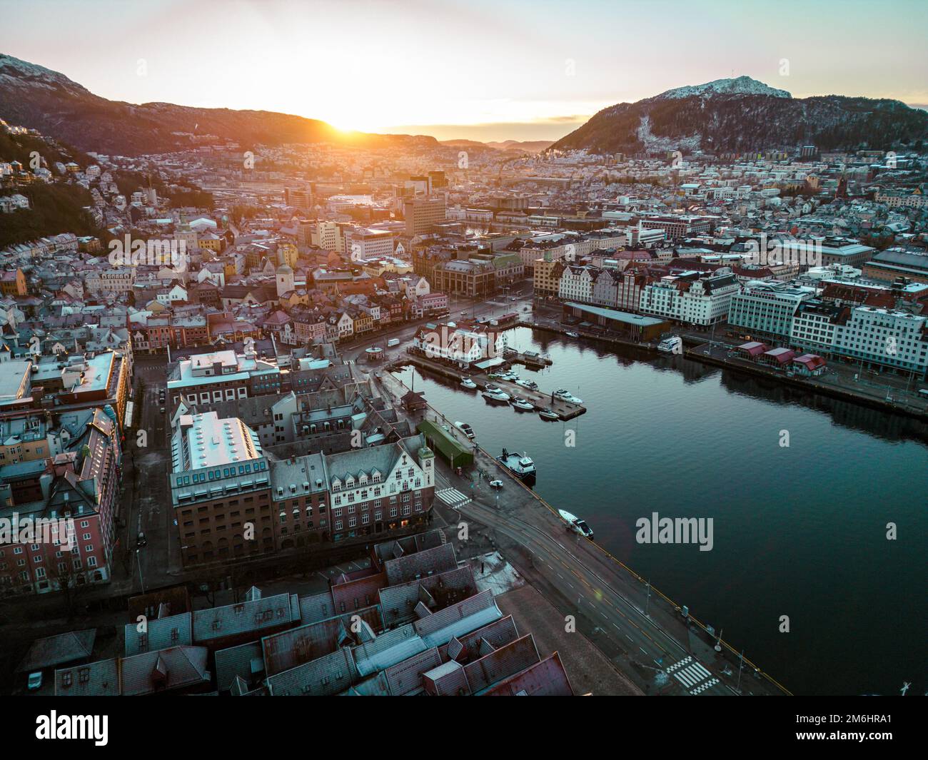 Roofs old bergen bryggen aerial hi-res stock photography and images - Alamy