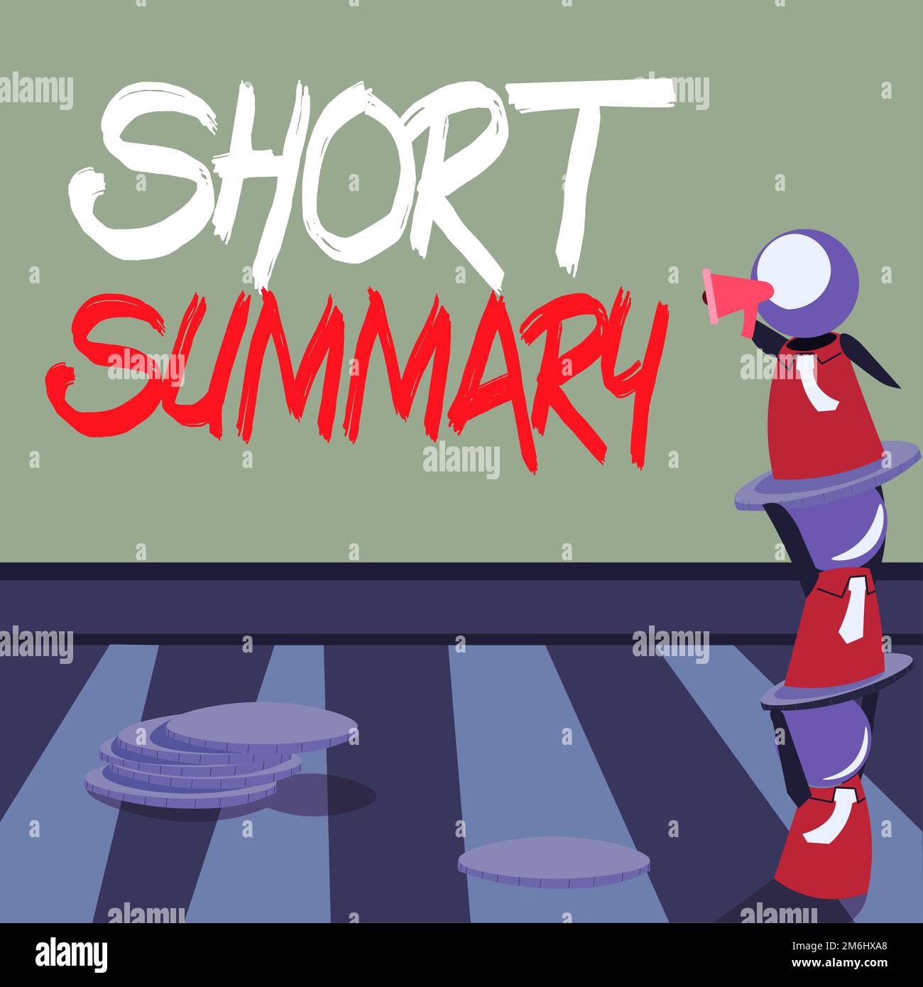 Text caption presenting Short Summary. Word for Brief statement of main