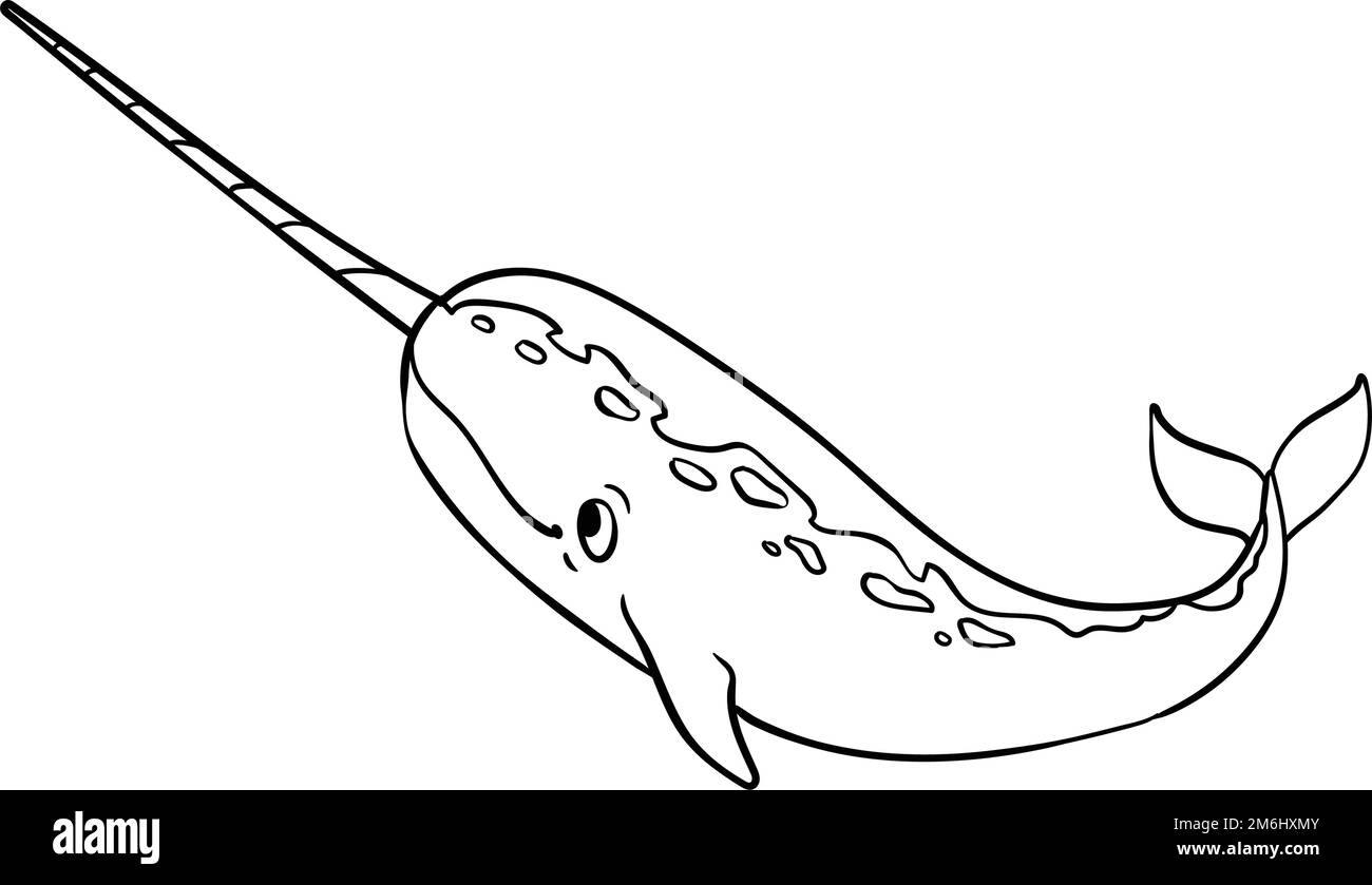 Narwhal Isolated Coloring Page for Kids Stock Vector