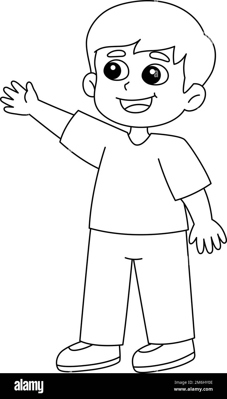 Happy Boy Isolated Coloring Page for Kids Stock Vector Image & Art - Alamy