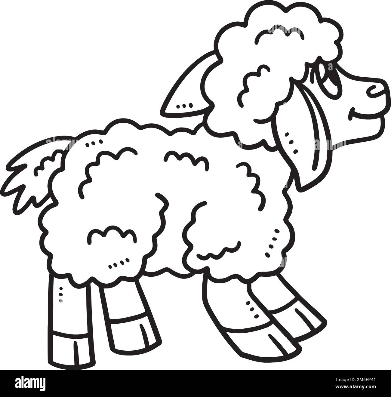 Lamb Isolated Coloring Page for Kids Stock Vector