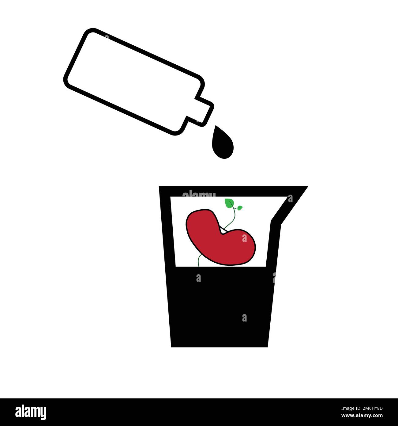 Sprouted beans in a jar and a bottle with a drop of water Stock Vector