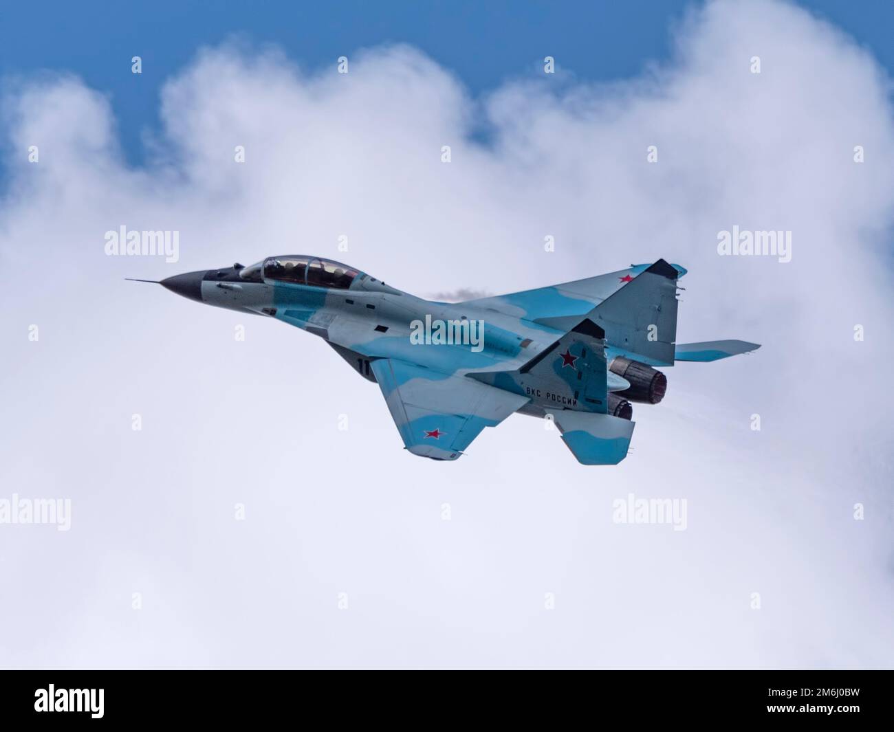 Moscow Russia Zhukovsky Airfield 25 July 2021: aerobatic MiG-35 perfoming demonstration flight of the international aerospace sa Stock Photo