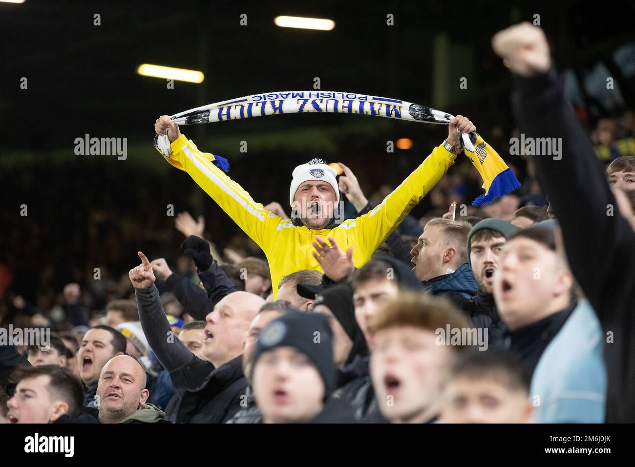 Leeds, UK. 04th Jan, 2023. Leeds fans sing *** during the Premier ...