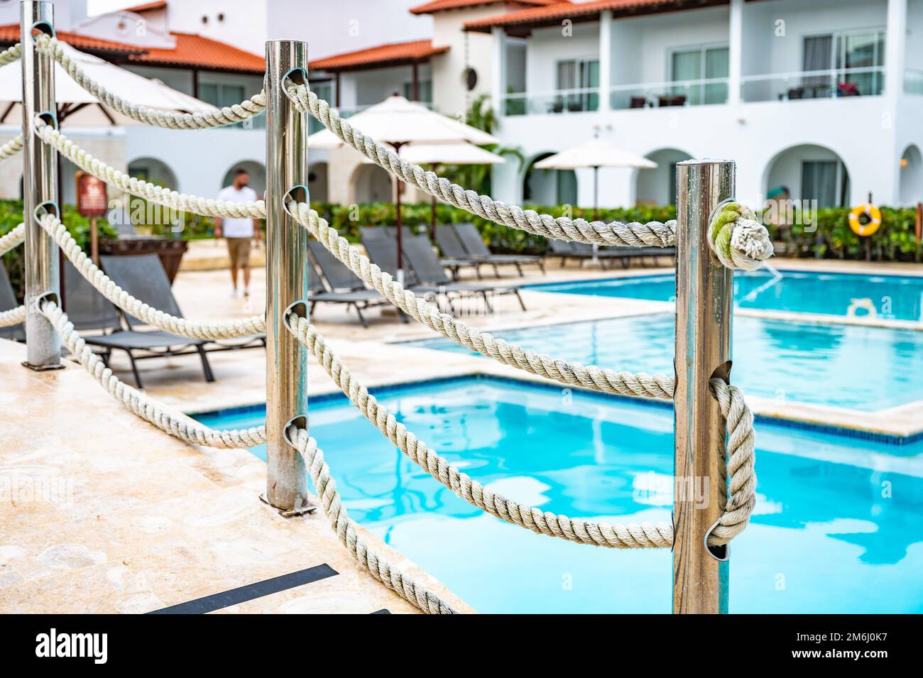 Bridge over the pool Stock Photo Alamy