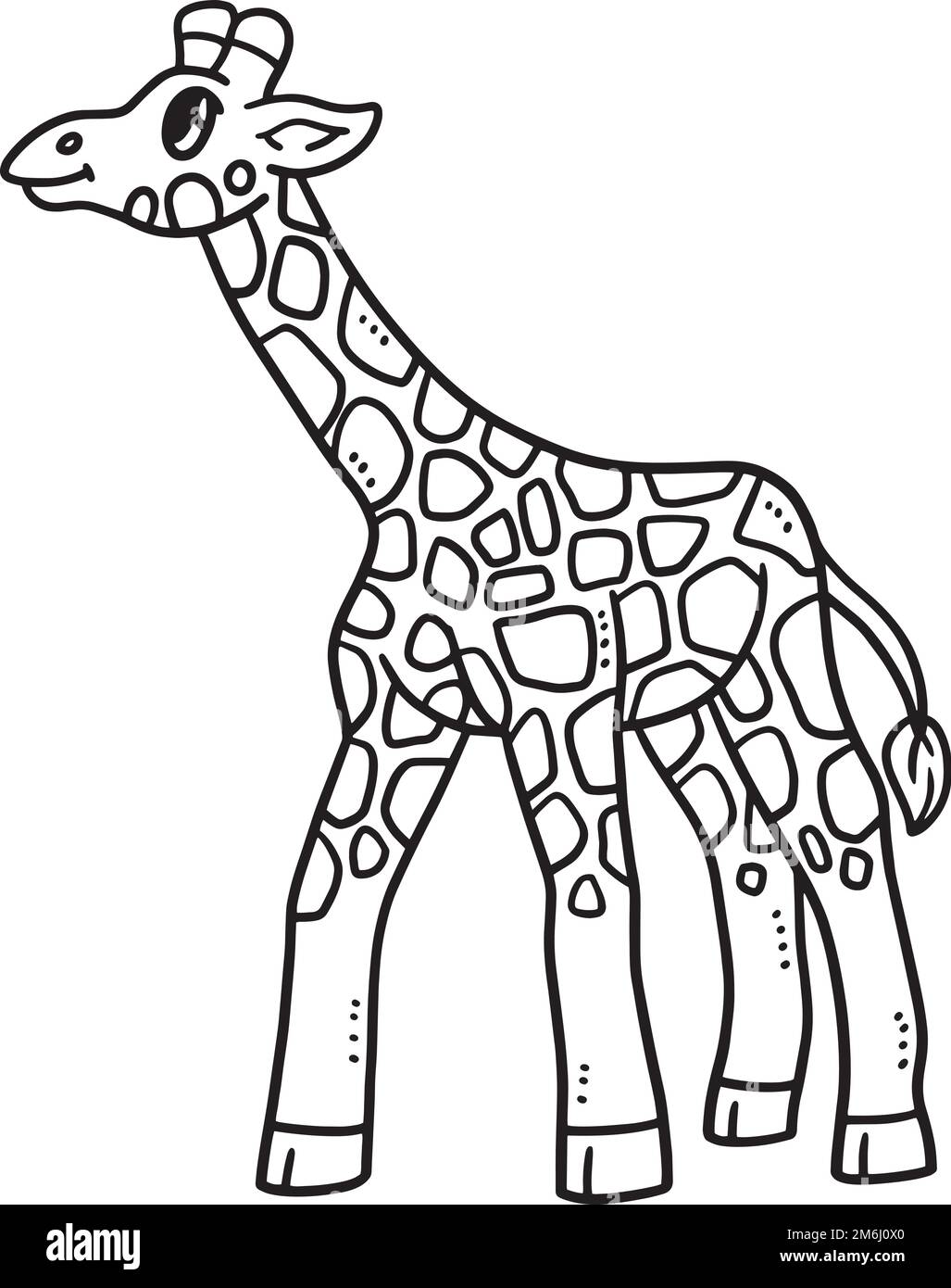 Baby Giraffe Isolated Coloring Page for Kids Stock Vector