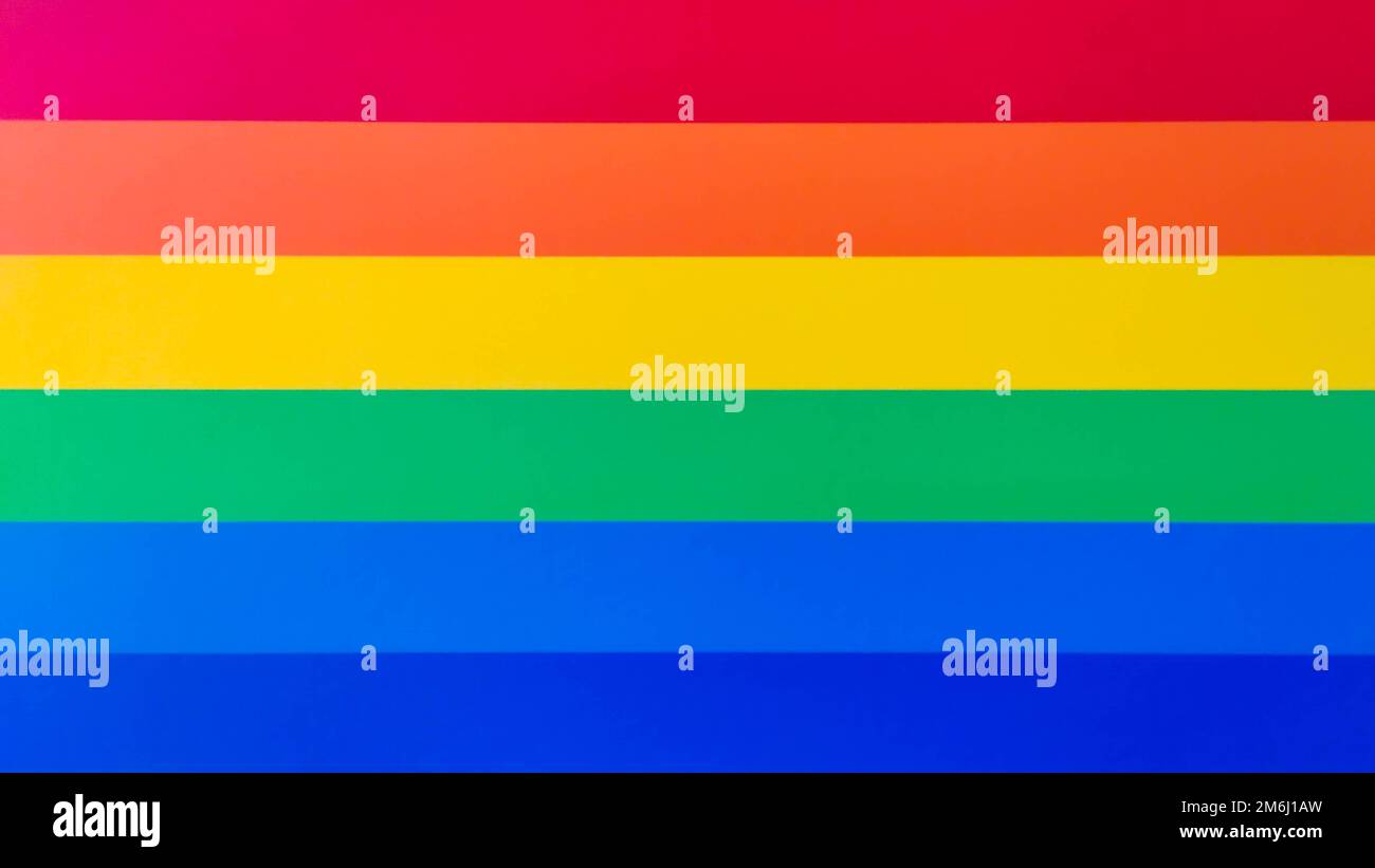 Different angles of a horizontal rainbow vibrant color sticker Stock