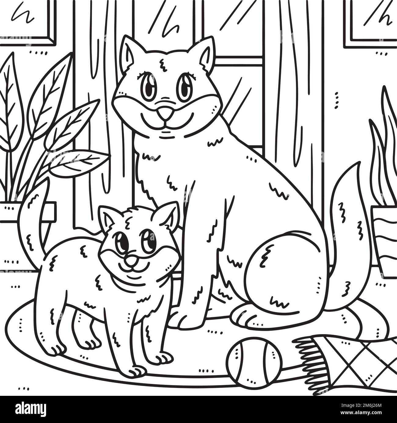 Mother Dog and Puppy Coloring Page for Kids Stock Vector