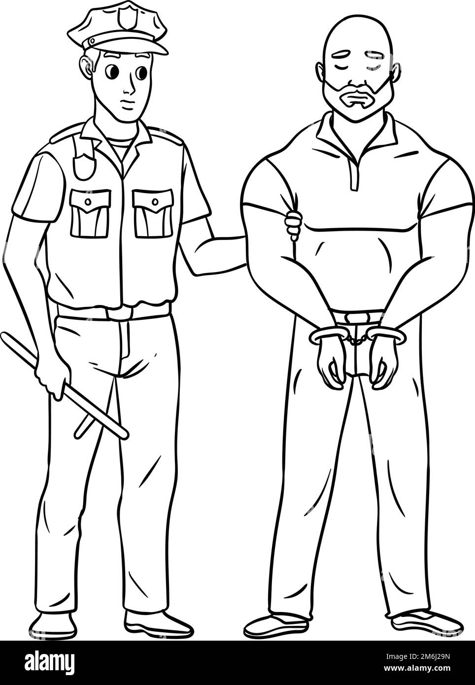 Corrections Officer Isolated Coloring Page  Stock Vector