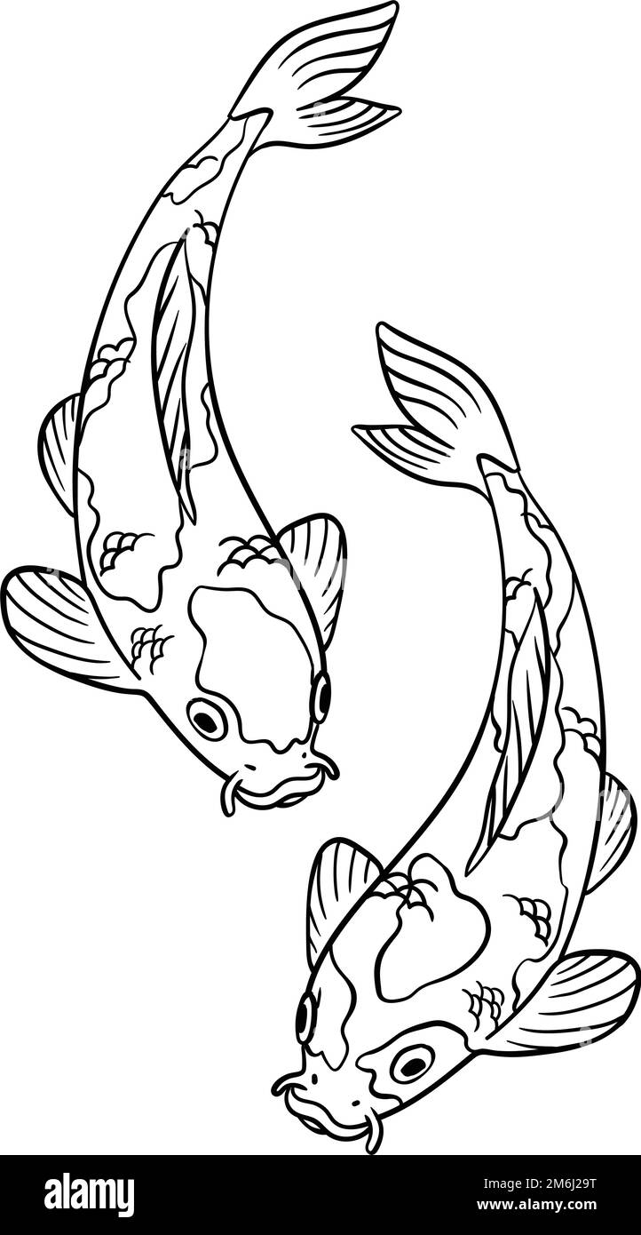 Koi Fish Isolated Coloring Page for Kids Stock Vector