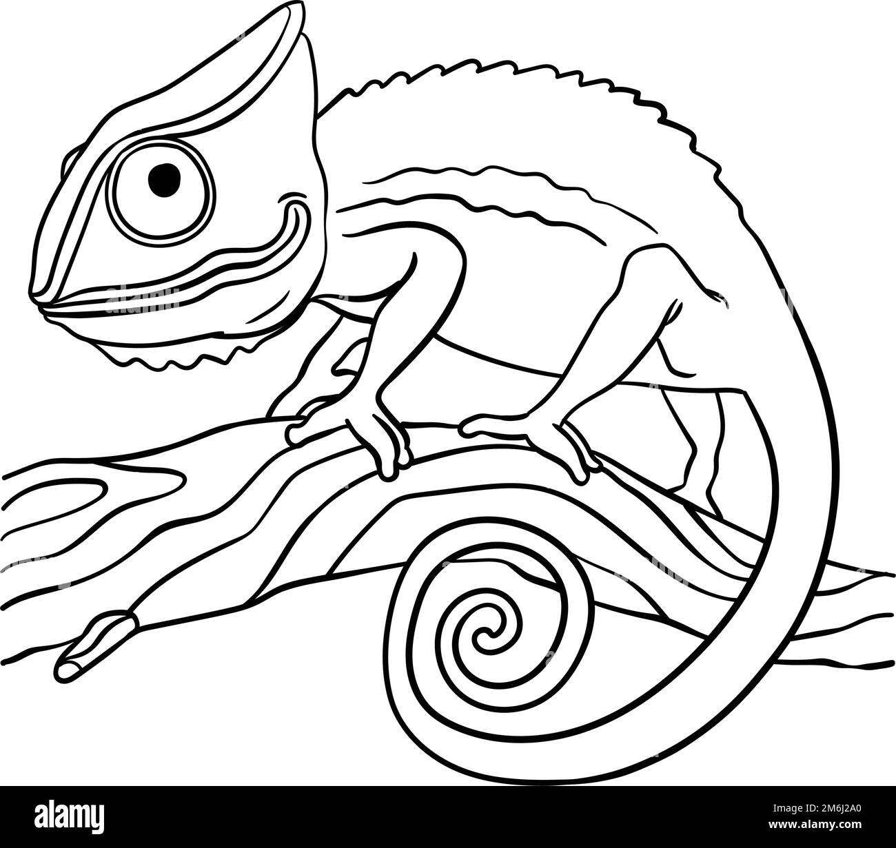 Chameleons Isolated Coloring Page for Kids Stock Vector