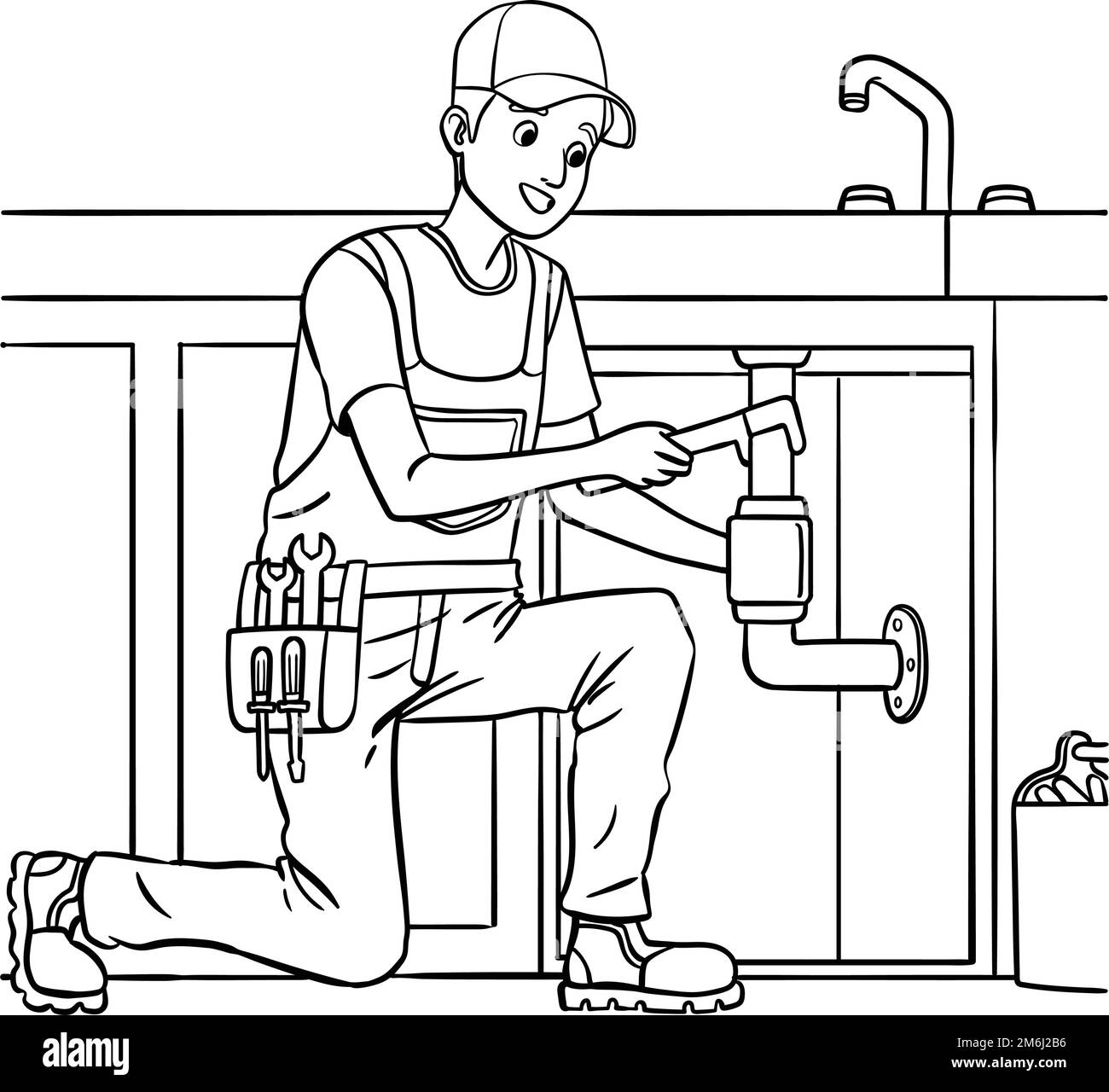 Plumber Isolated Coloring Page for Kids Stock Vector Image & Art - Alamy