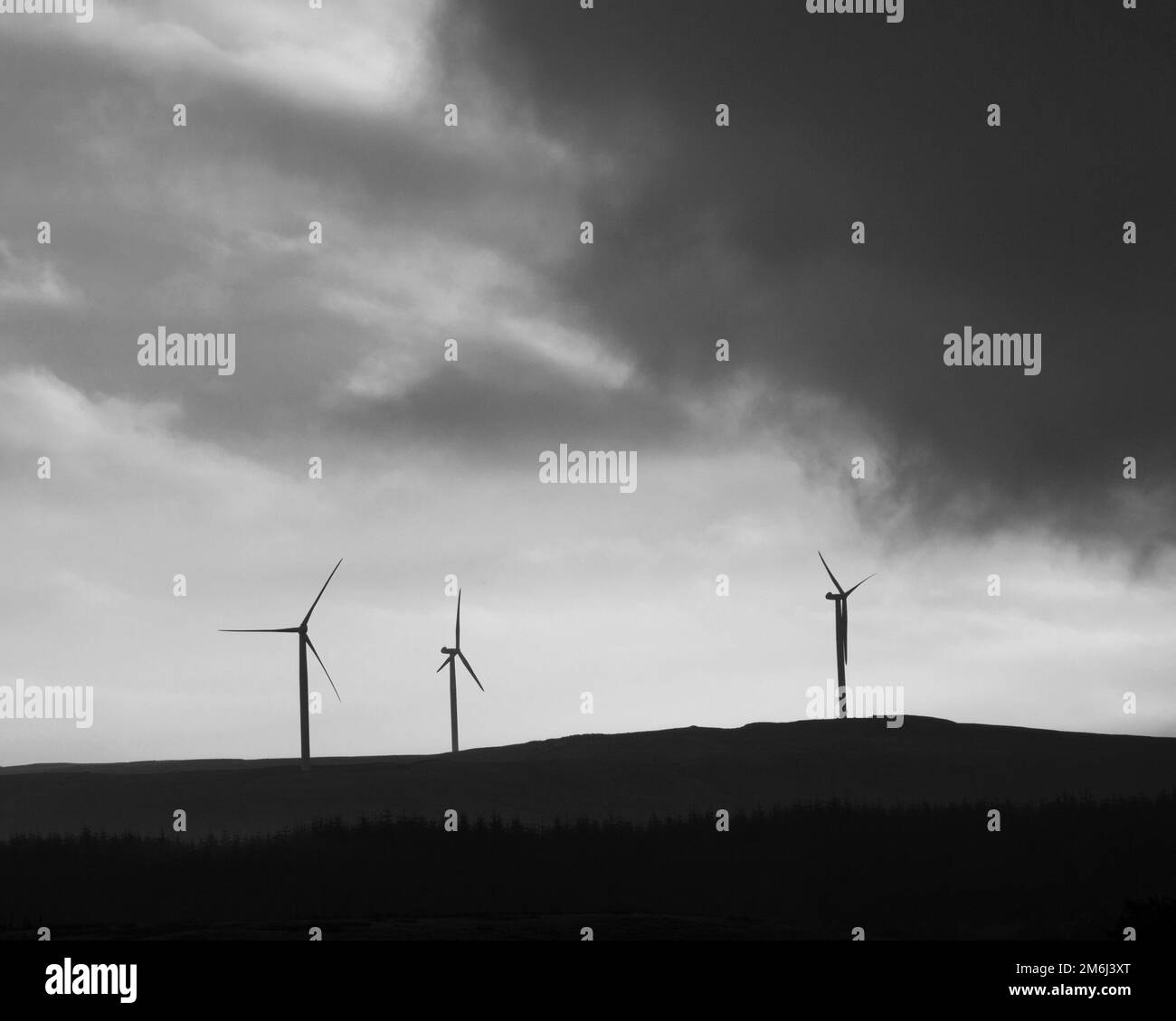 Wind farm land turbines Black and White Stock Photos & Images - Alamy