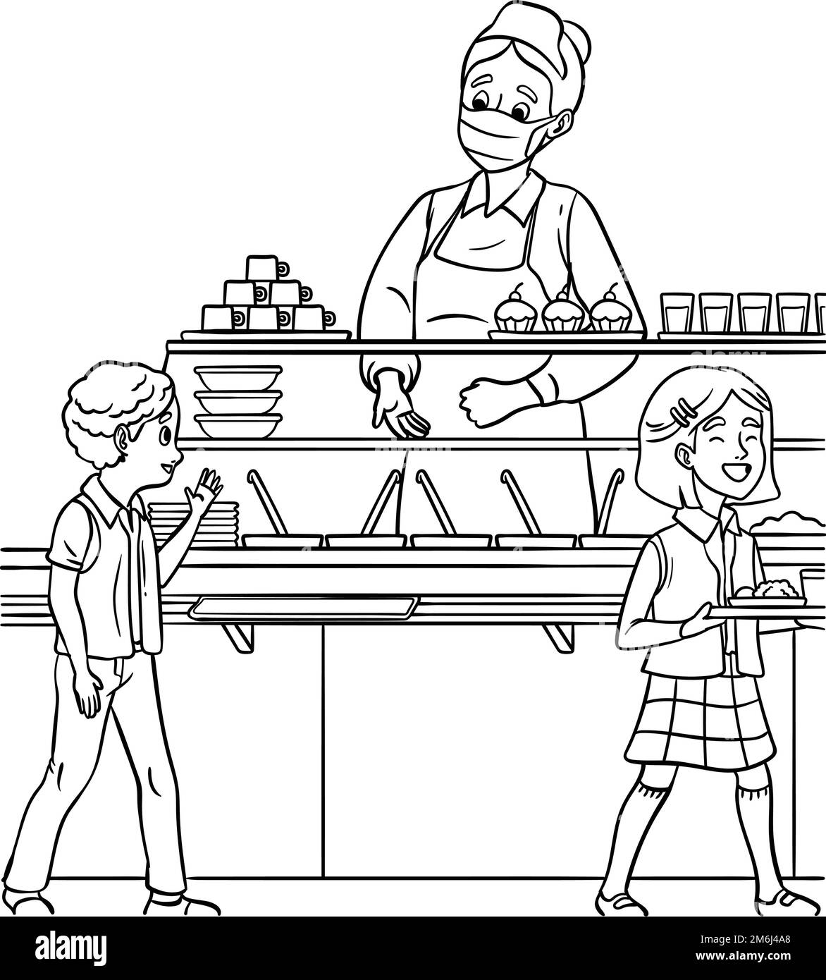 Lunch Lady Isolated Coloring Page For Kids Stock Vector Image Art Alamy