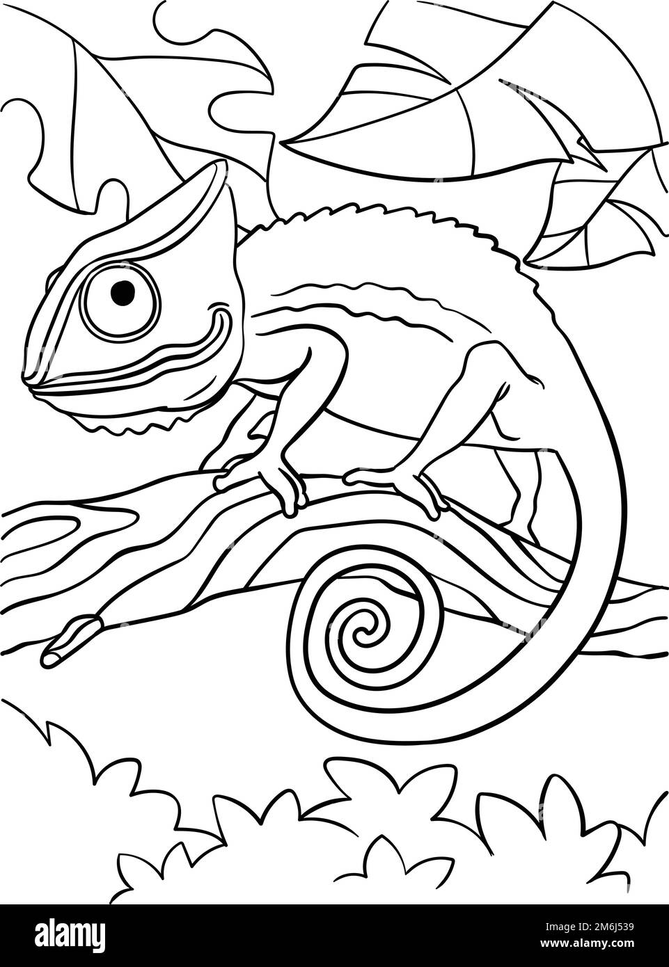 Chameleons Coloring Page for Kids Stock Vector