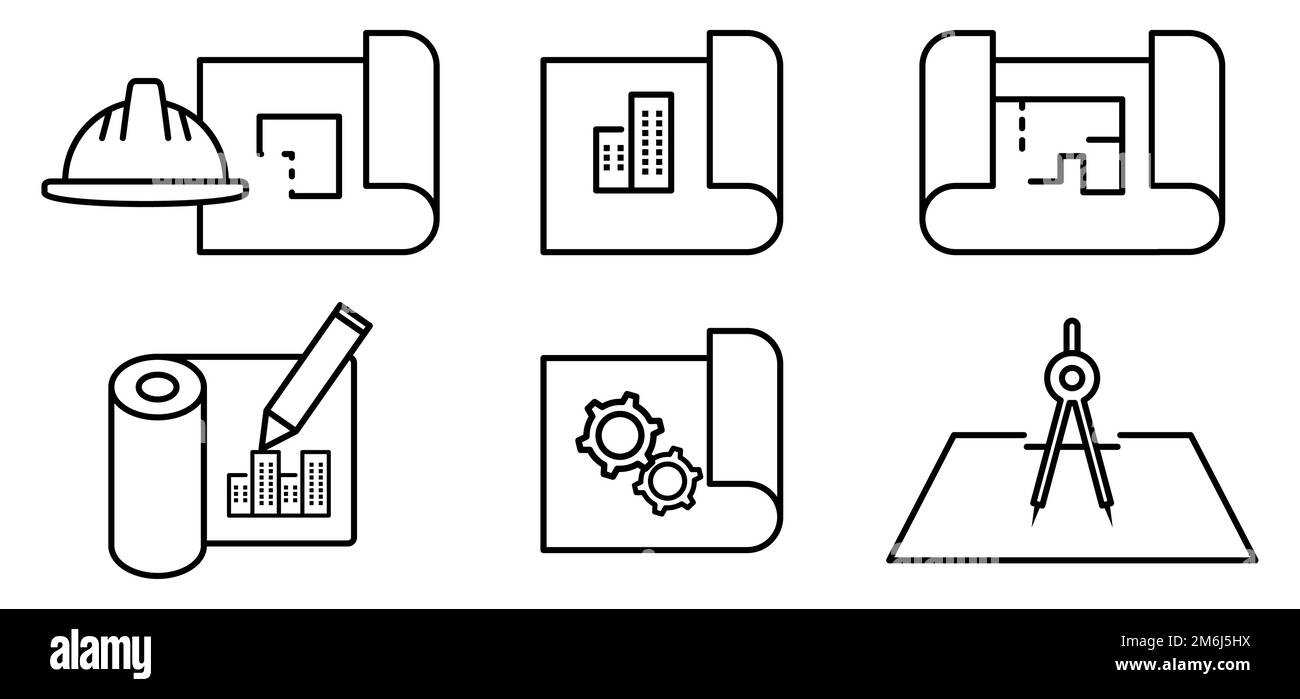 Engineering line icon set. Vector illustration isolated on white background Stock Vector