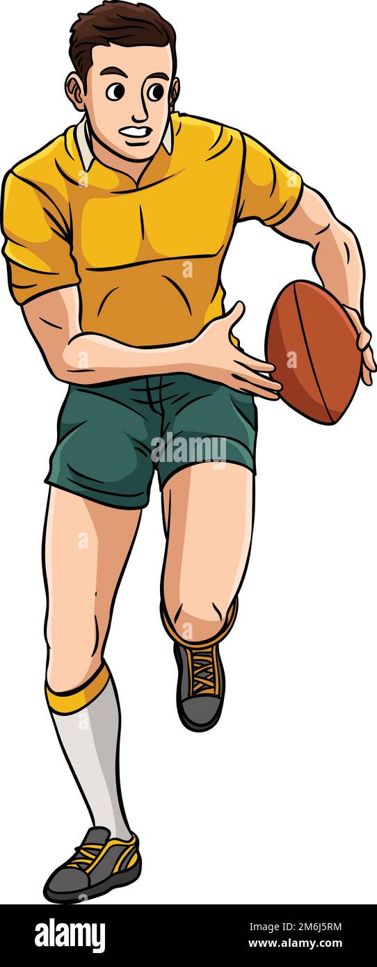 Rugby Sports Cartoon Colored Clipart Illustration Stock Vector