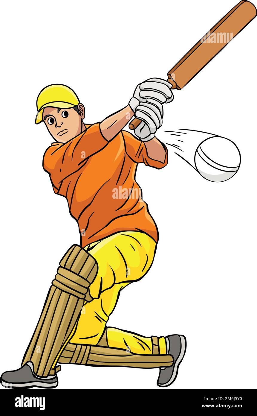 Cricket Sports Cartoon Colored Clipart Stock Vector