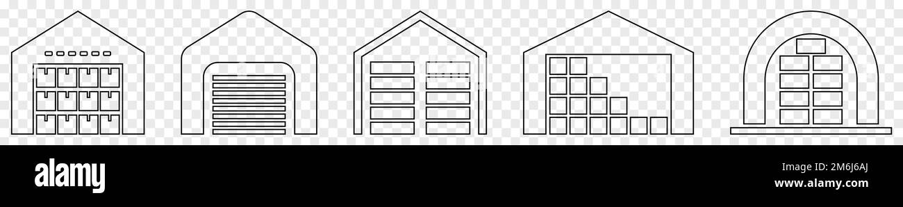 Collection of warehouse line icons. Vector illustration isolated on ...
