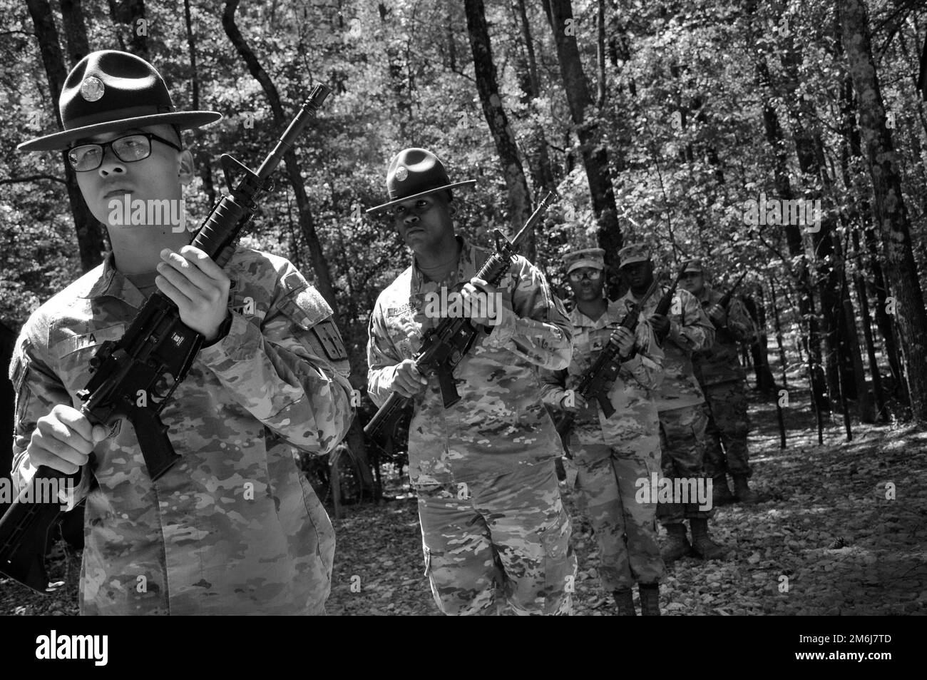 Newly assigned members of the Fort Lee Funeral Honors Detail prepare to fire a mock volley of shots during an April 28 training session. Soldiers assigned to the detail practice every step of military funerals and memorial services to ensure fallen active duty troops and veterans receive sendoffs commensurate with their service. Stock Photo