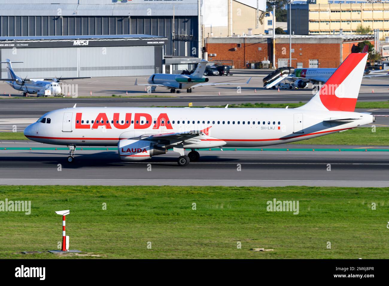 Lauda Europe Airbus A320 aircraft before departure Airplane of Lauda Airlines. Stock Photo