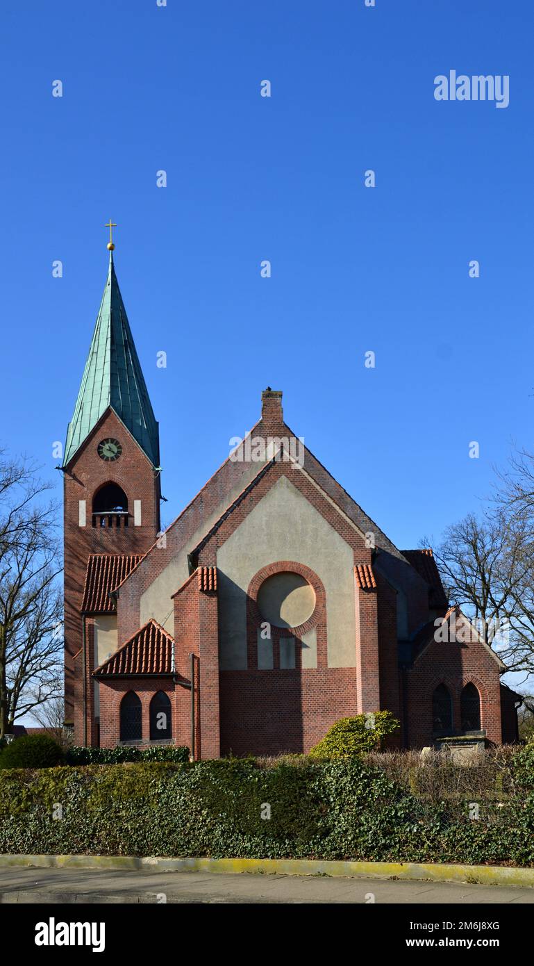 Historical Church Zum Guten Hirten in the Town Rothenburg at the River Wuemme, Lower Saxony Stock Photo