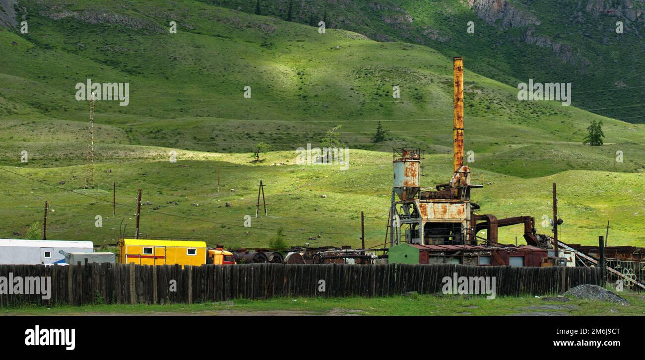 Old gravel production plant Stock Photo