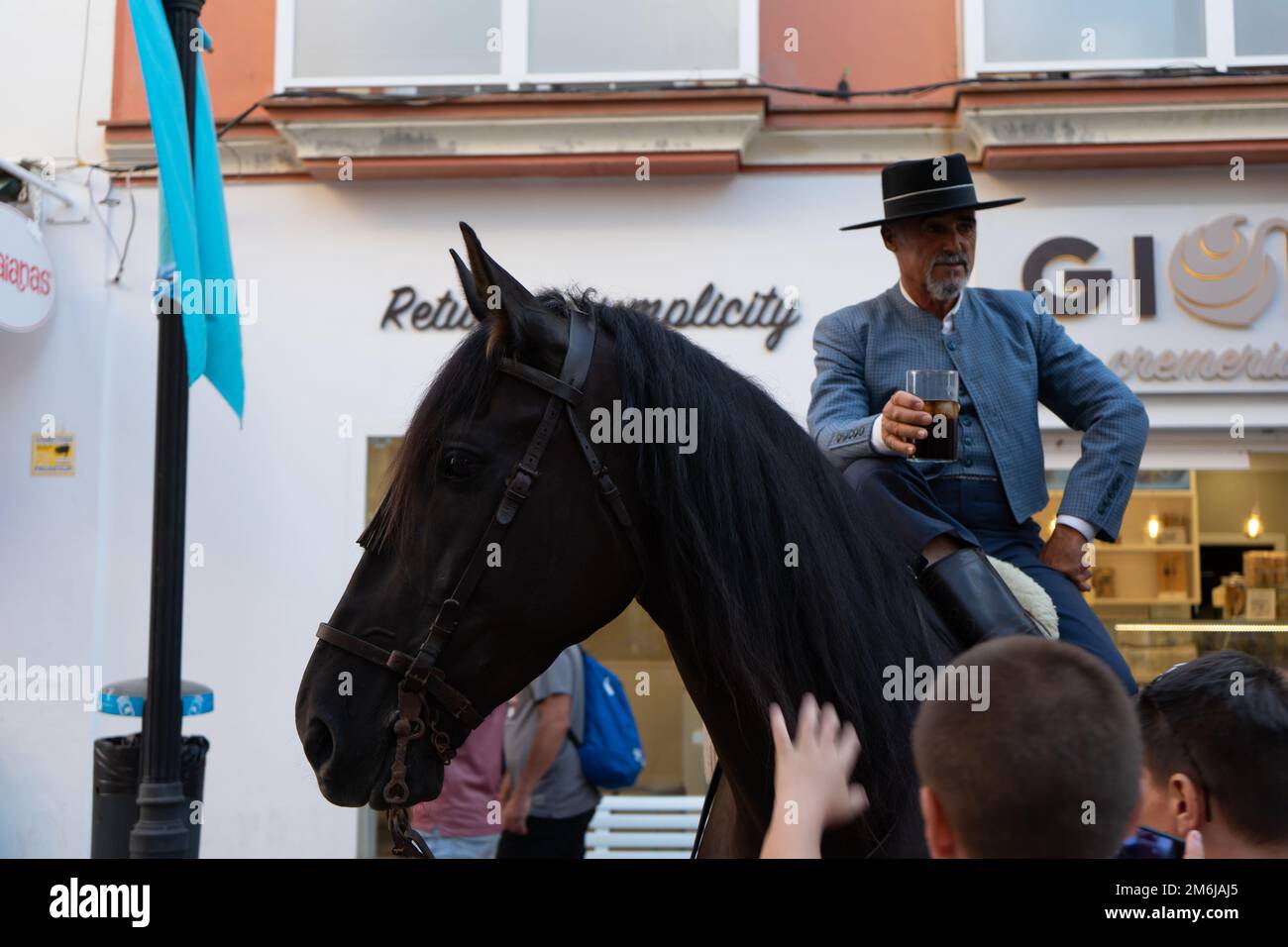FUENGIROLLA, SPAIN - SEPTEMBER 17, 2022: Spanish traditional riders ...