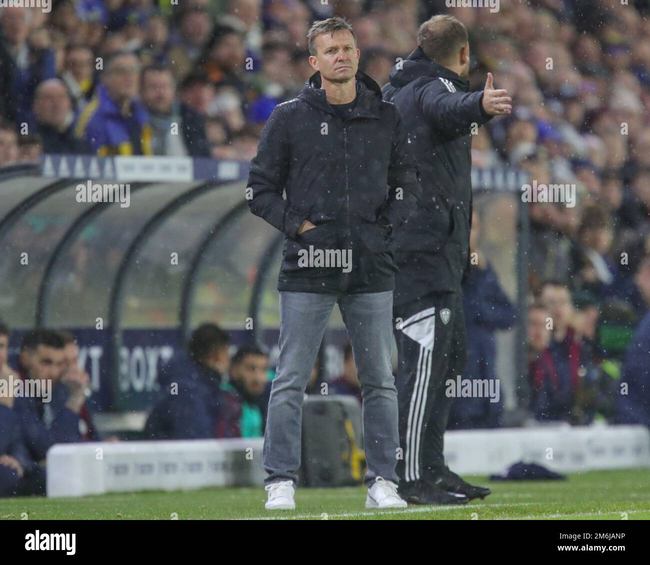 Jesse Marsch manager of Leeds United watches on during the Premier