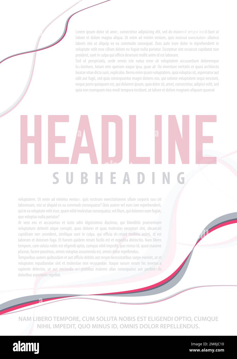 Abstract template of page with red wavy lines and place for text ...