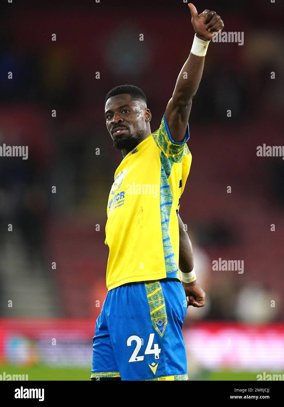 Nottingham Forest's Serge Aurier celebrates in front of the away fans
