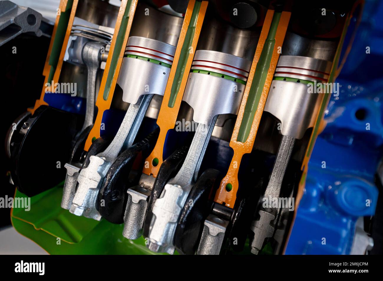 Car engine cutthrough view Stock Photo Alamy