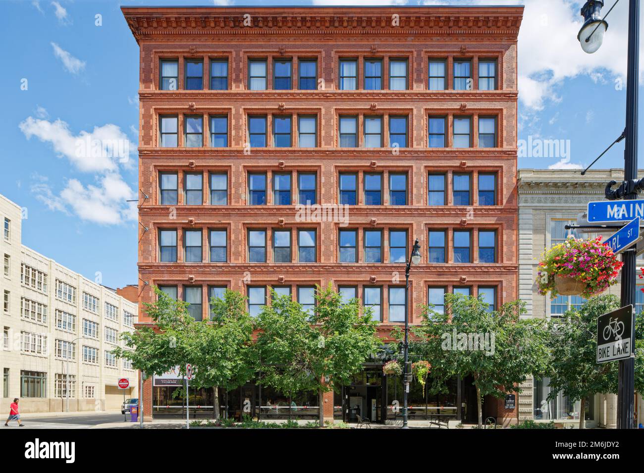 Sidway Building, erected in 1907, grew by two floors in 1913. It was converted from commercial to residential Sidway Lofts & Apartments in 2004. Stock Photo