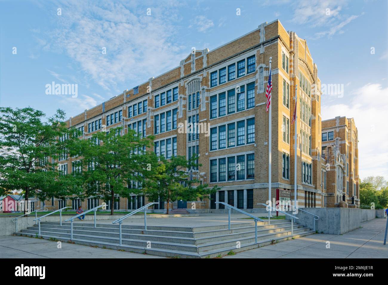 Hutchinson Central Technical High School, better known as Hutch-Tech, was designed by Henry Osgood Holland in 1913. Stock Photo