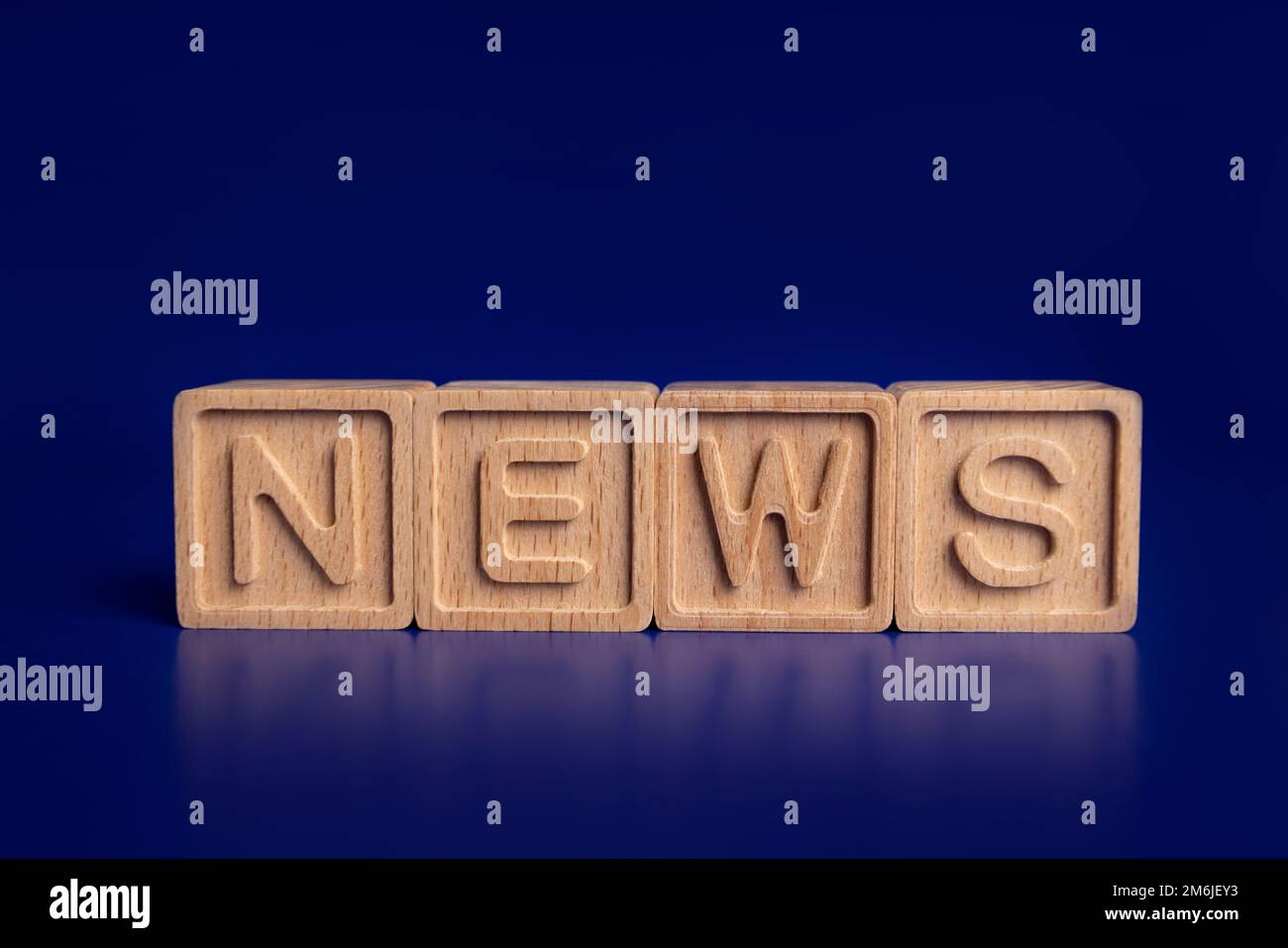 Abstract word news for banner design. Information concept on blue background . Social media. Internet technology. Global social Stock Photo