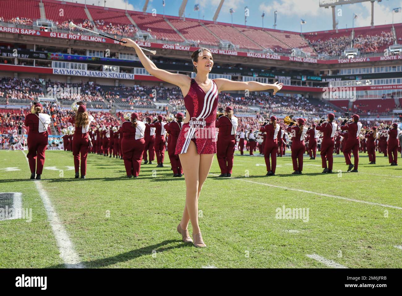 Tampa FL USA; Mississippi State Bulldogs Marching Band and baton
