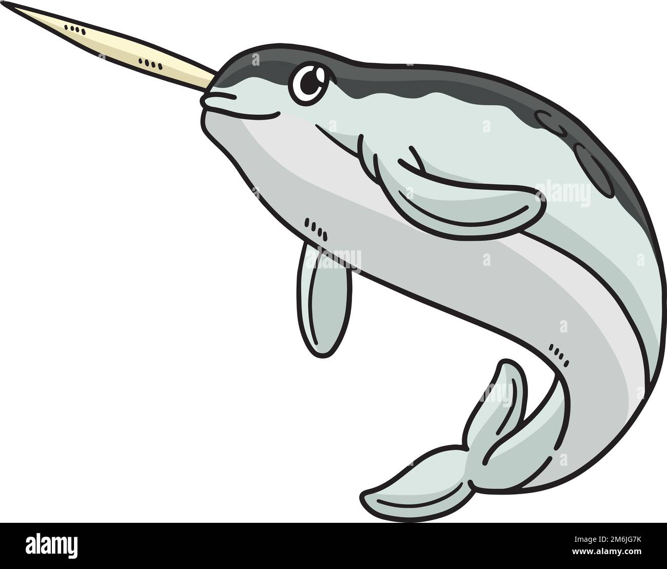Narwhal Marine Animal Cartoon Colored Clipart Stock Vector Image & Art