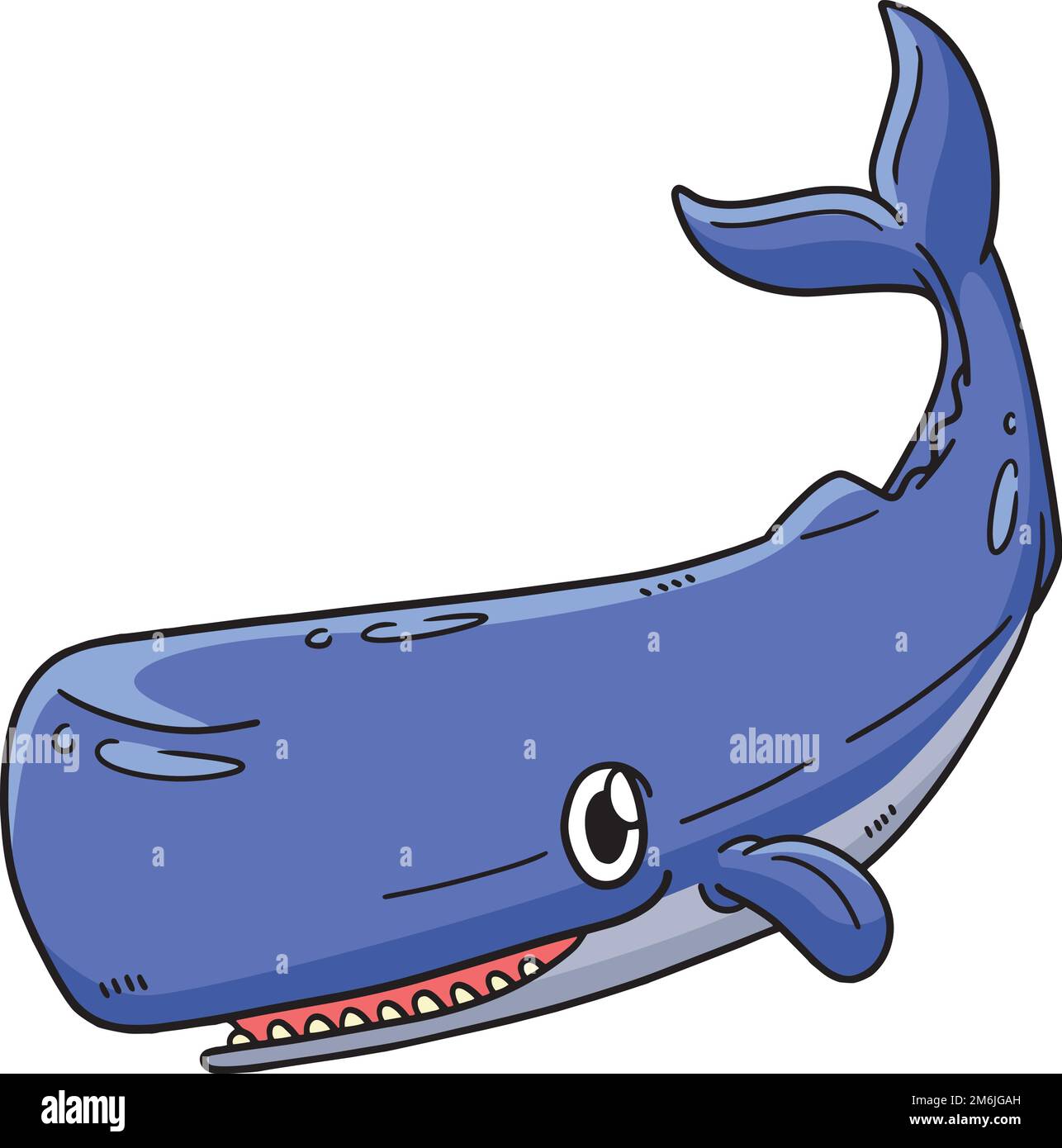 Sperm Whale Marine Animal Cartoon Colored Clipart Stock Vector