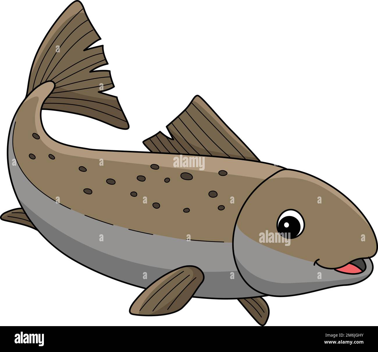 Salmon Animal Cartoon Colored Clipart Illustration Stock Vector