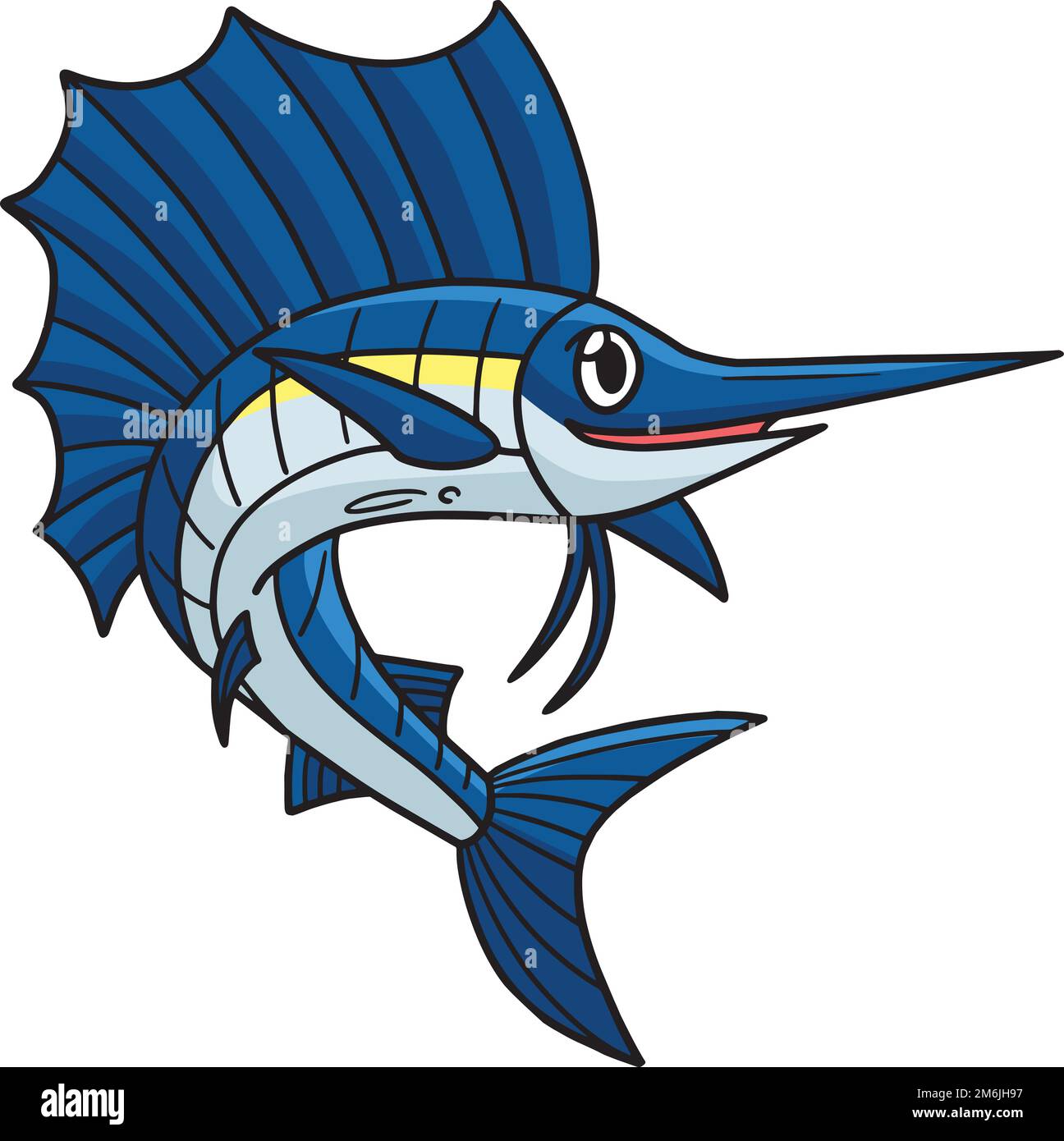 Sail Fish Marine Animal Cartoon Colored Clipart Stock Vector Image