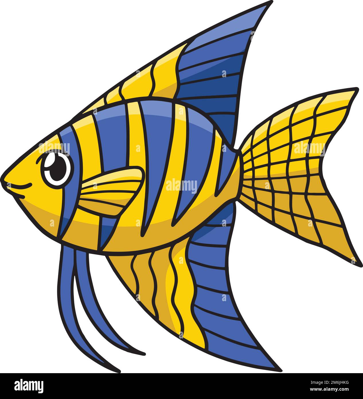 Angelfish Marine Animal Cartoon Colored Clipart Stock Vector