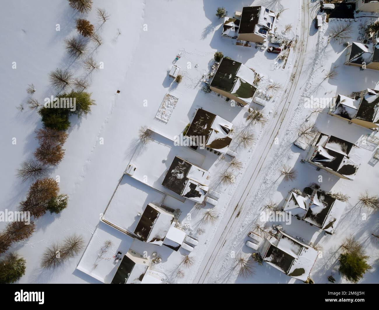 During severe winter in South Carolina, this is spectacular aerial view
