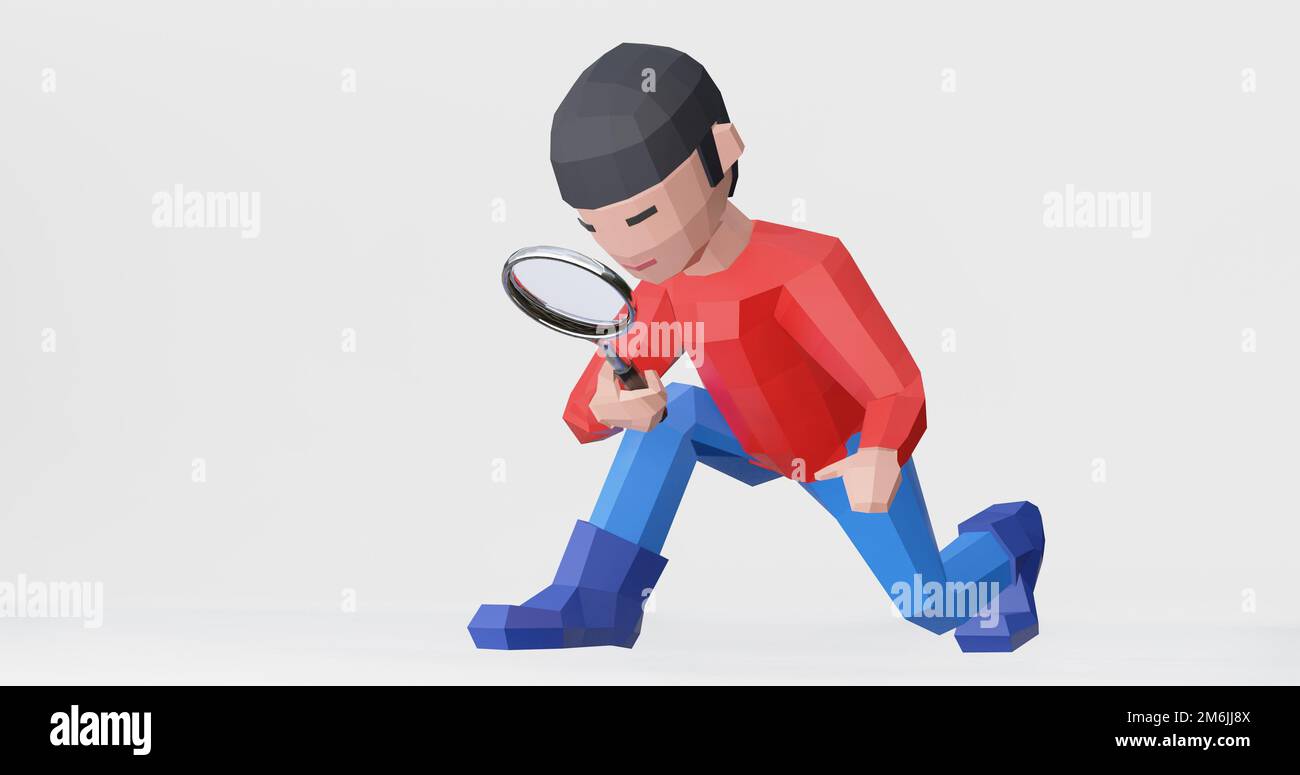 Searching or inspect with magnifying glass Stock Photo