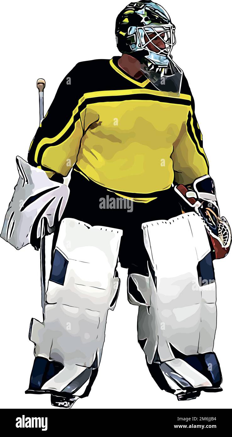 Color vector image of the goalkeeper of the hockey team Stock Photo - Alamy