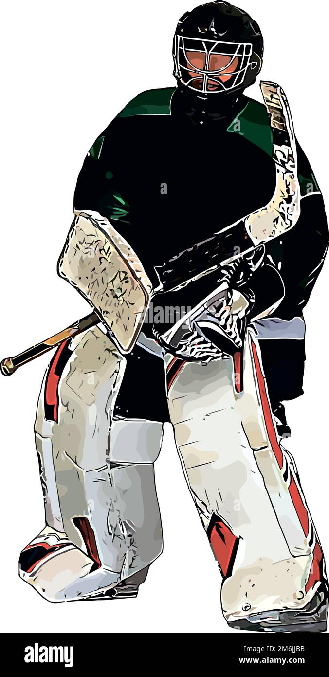 Color vector image of the goalkeeper of the hockey team Stock Photo - Alamy