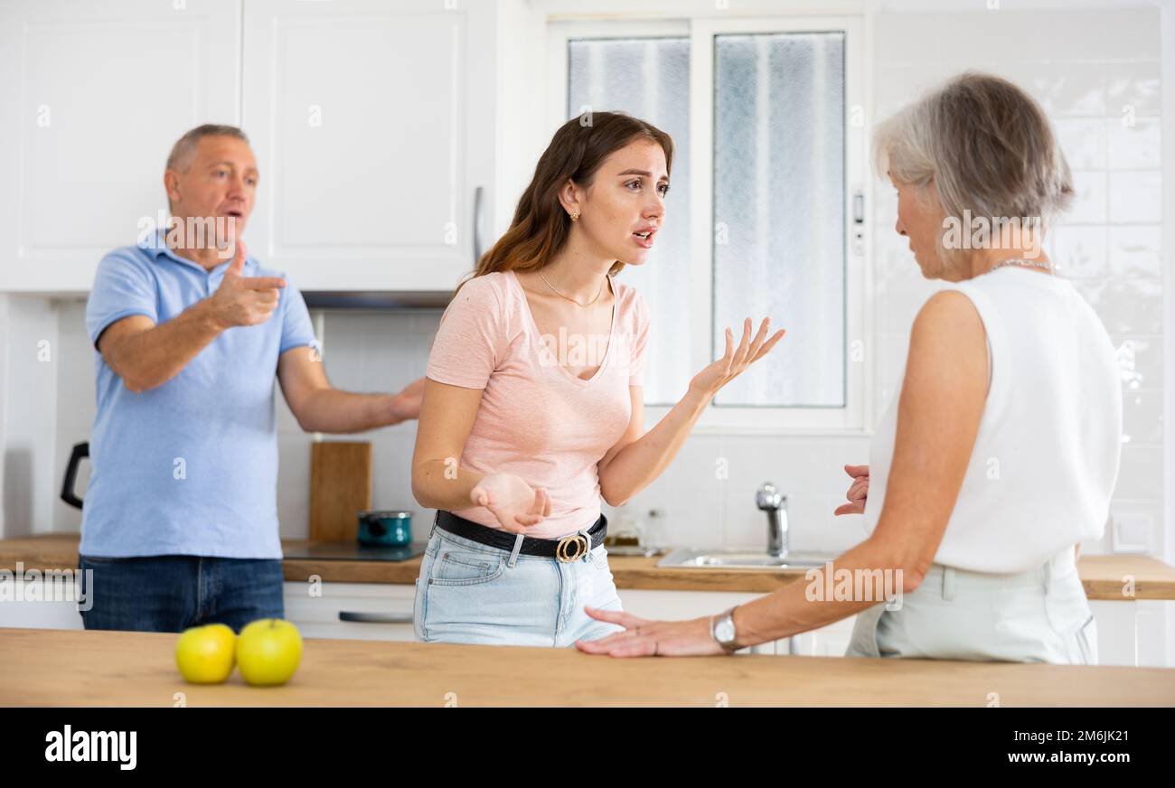 The daughter arguing with mother Stock Photo