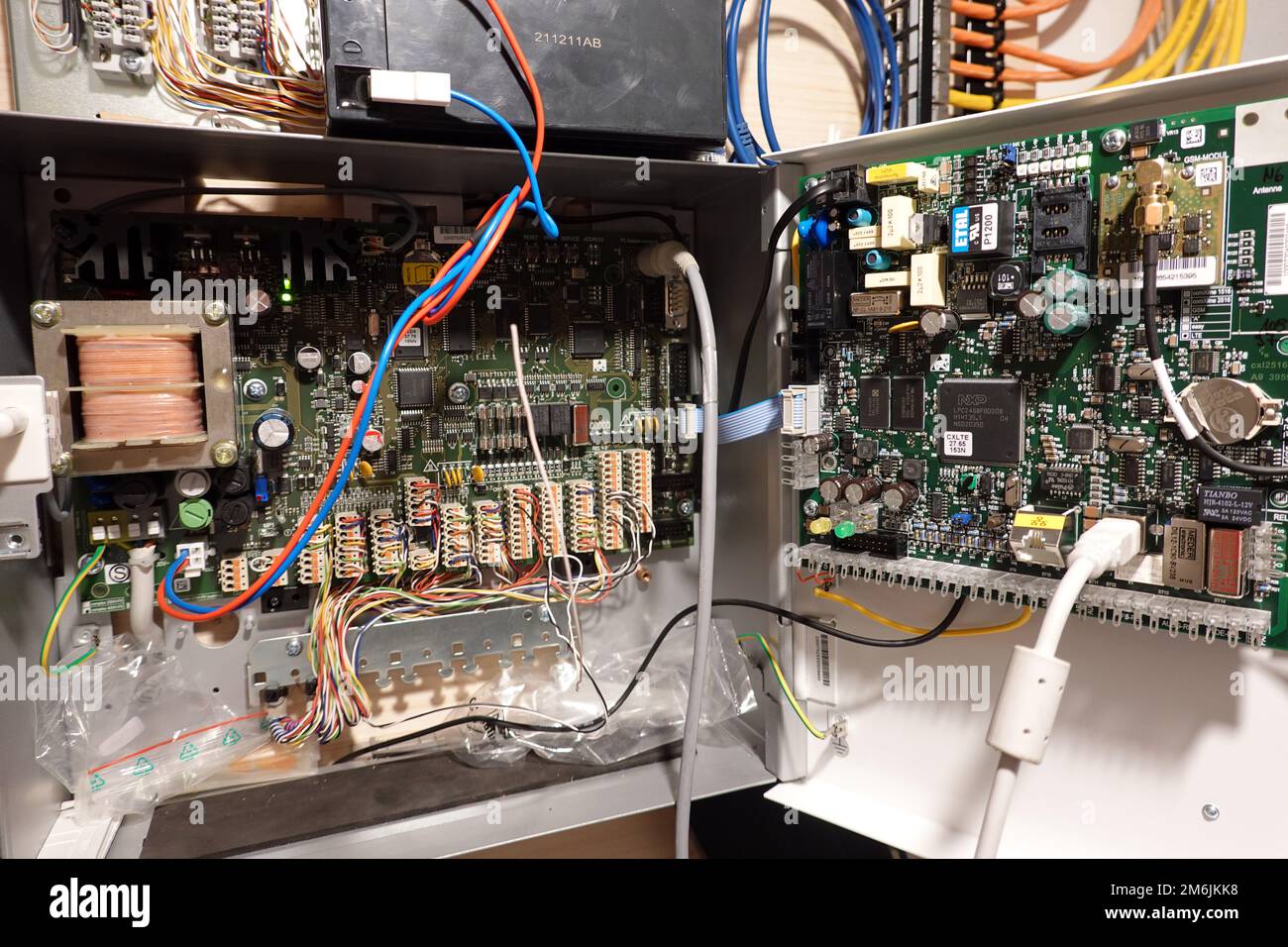 View into the control unit of an alarm system Stock Photo - Alamy