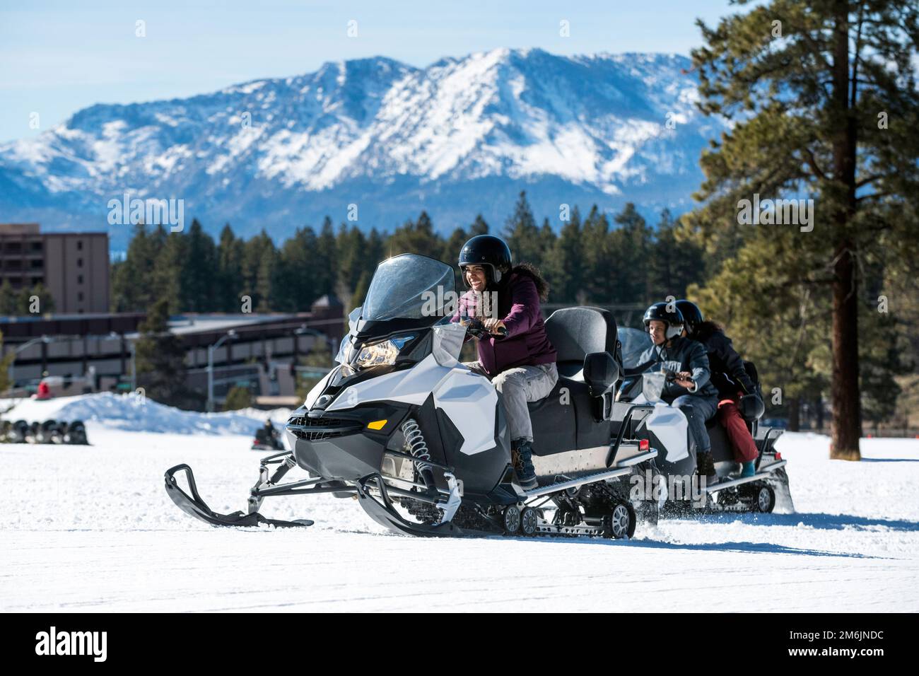 A men in protective sportswear riding snowmobile Branas Ski Resort Sweden  Stock Photo - Alamy