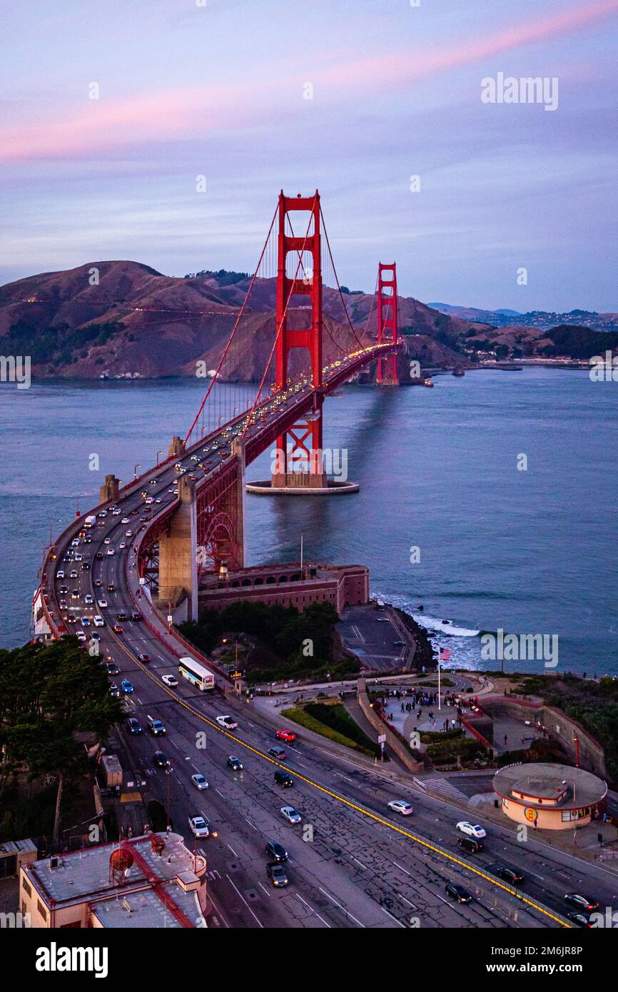 Golden Gate Bridge Toll Plaza Night Aerial Photo Stock Photo Alamy